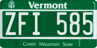 VT license plate ZFI585