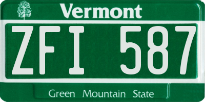 VT license plate ZFI587
