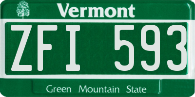 VT license plate ZFI593