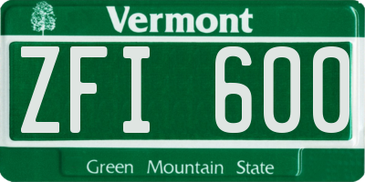 VT license plate ZFI600