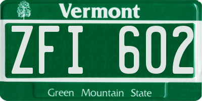 VT license plate ZFI602