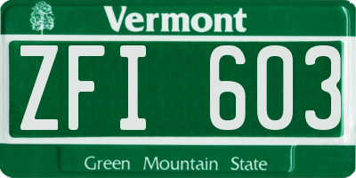 VT license plate ZFI603