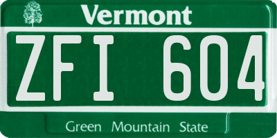 VT license plate ZFI604