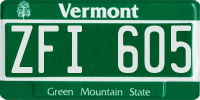 VT license plate ZFI605