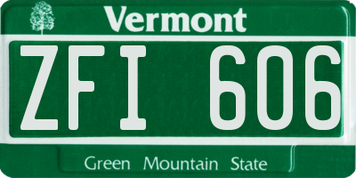 VT license plate ZFI606