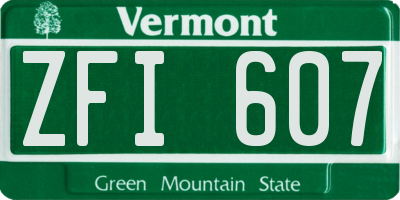 VT license plate ZFI607