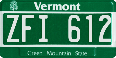 VT license plate ZFI612