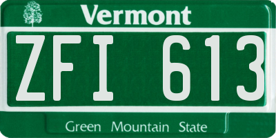VT license plate ZFI613