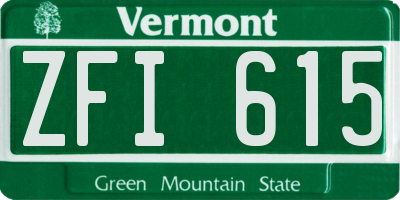 VT license plate ZFI615