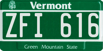 VT license plate ZFI616