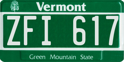 VT license plate ZFI617