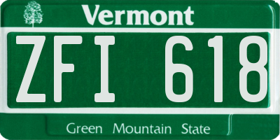 VT license plate ZFI618