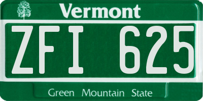 VT license plate ZFI625