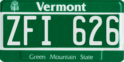VT license plate ZFI626