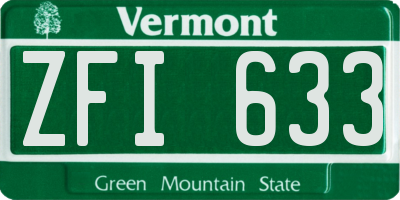 VT license plate ZFI633