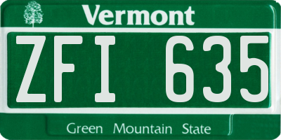 VT license plate ZFI635