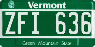 VT license plate ZFI636