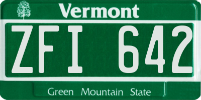 VT license plate ZFI642