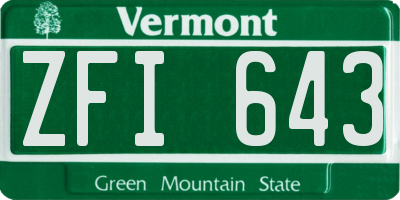 VT license plate ZFI643