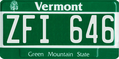 VT license plate ZFI646