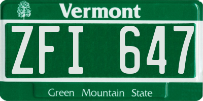 VT license plate ZFI647