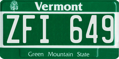 VT license plate ZFI649