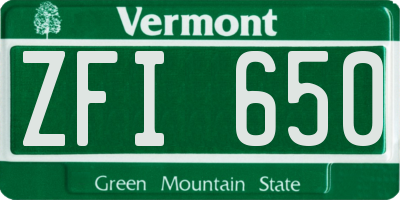 VT license plate ZFI650