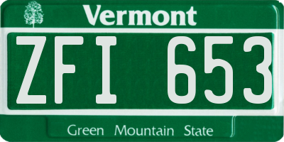 VT license plate ZFI653