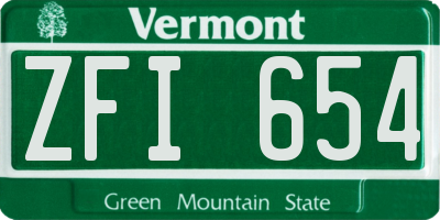 VT license plate ZFI654