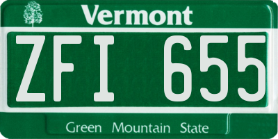 VT license plate ZFI655