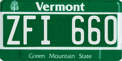 VT license plate ZFI660