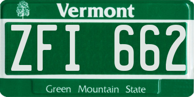 VT license plate ZFI662