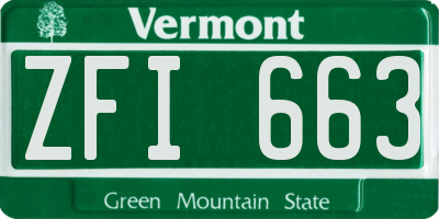 VT license plate ZFI663