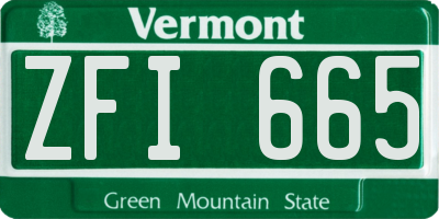 VT license plate ZFI665