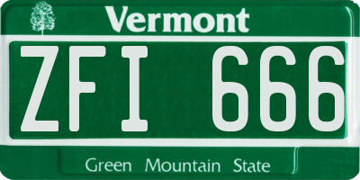 VT license plate ZFI666
