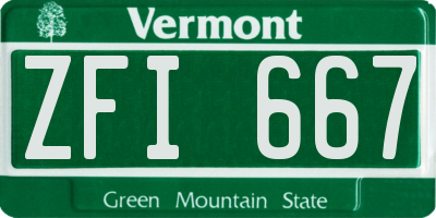 VT license plate ZFI667