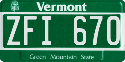 VT license plate ZFI670