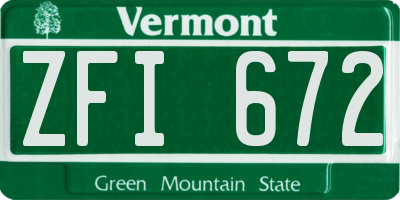 VT license plate ZFI672