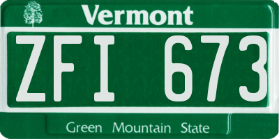 VT license plate ZFI673