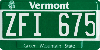 VT license plate ZFI675