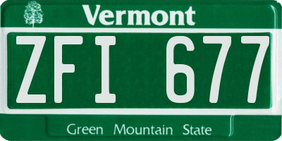 VT license plate ZFI677