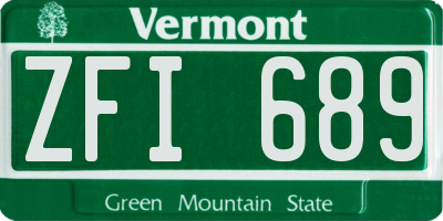 VT license plate ZFI689