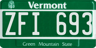 VT license plate ZFI693