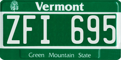 VT license plate ZFI695