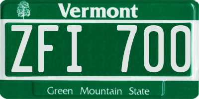 VT license plate ZFI700