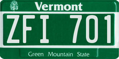VT license plate ZFI701