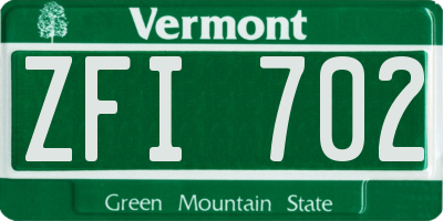 VT license plate ZFI702
