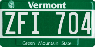 VT license plate ZFI704