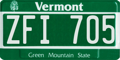 VT license plate ZFI705