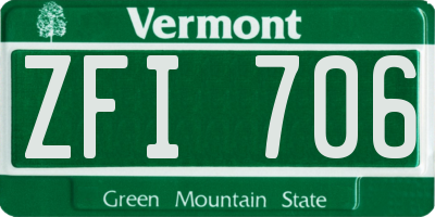 VT license plate ZFI706